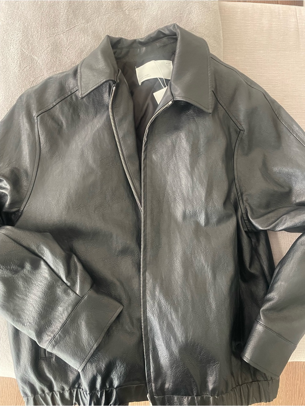 Women’s Black faux Leather Zip-Front Jacket